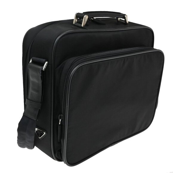 PRADA Logo Tessuto 2Way Business Shoulder Hnad Bag Nylon Leather Black 83KA991 - Picture 3 of 16